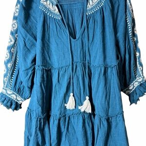 Free People Blue and White Tunic Top